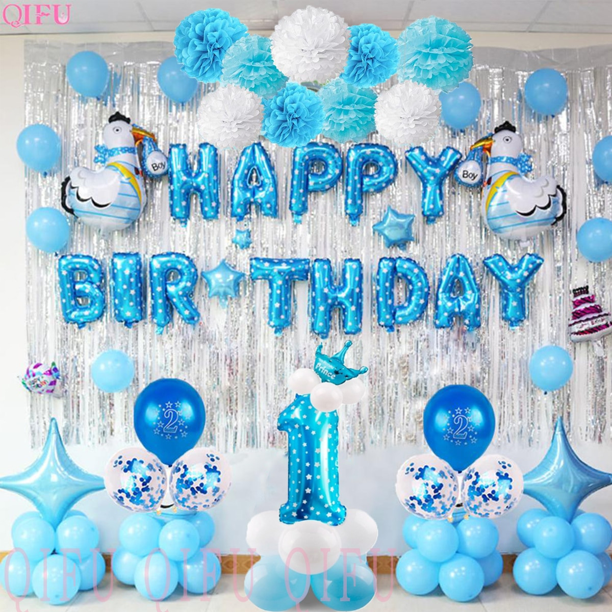 1st Birthday Party Decorations
 QIFU 1 Birthday Boy 1st Birthday Party Decorations Kids My