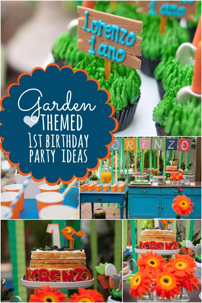 1st Birthday Party Ideas Boy
 A Garden Themed Boy s First Birthday Party Spaceships