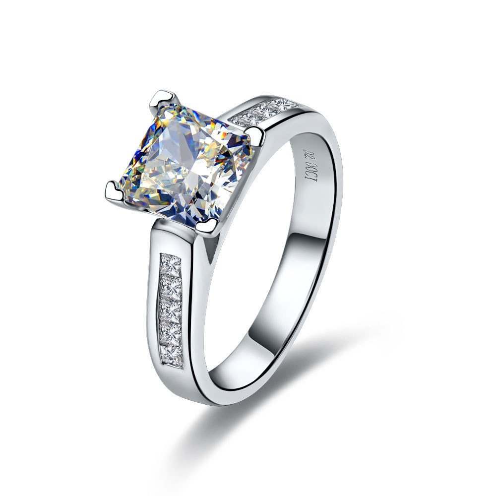 2 Carat Princess Cut Diamond Engagement Ring
 14K Gold Princess Ring 2 Carat Manual Micro Paved Diamond
