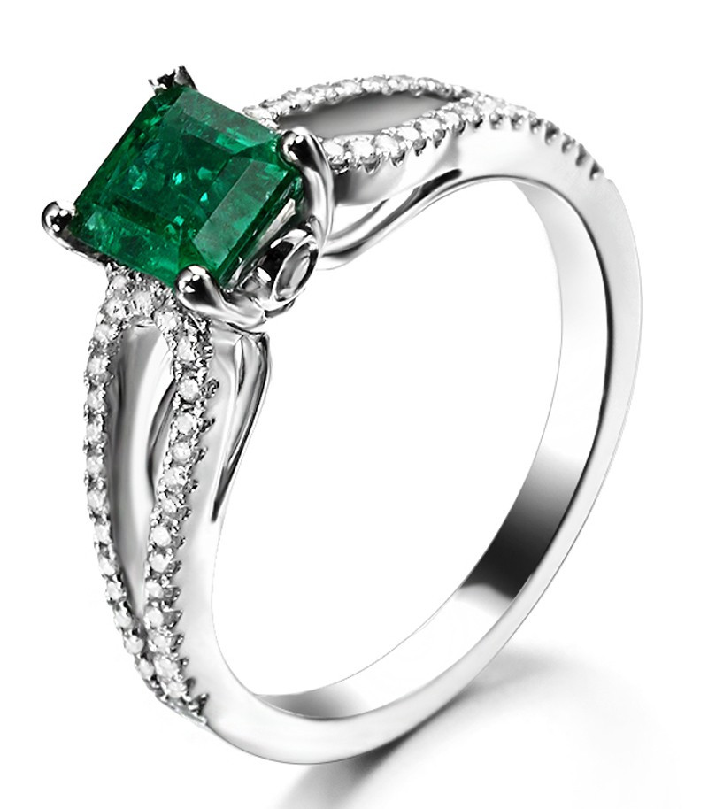 2 Carat Princess Cut Diamond Engagement Ring
 Perfect twin row 2 Carat Princess cut Emerald and Diamond
