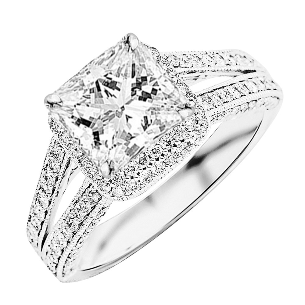 2 Carat Princess Cut Engagement Ring
 GIA Certified 2 02 Carat Princess Cut Halo Diamond