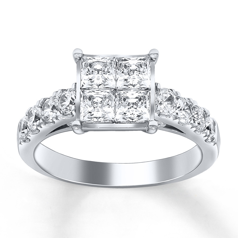 2 Ct Princess Cut Engagement Rings
 Diamond Engagement Ring Princess cut Round 2 ct tw 14K