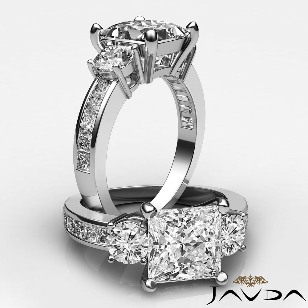2 Ct Princess Cut Engagement Rings
 Princess Cut Three Stone Diamond Engagement Ring GIA I VS2