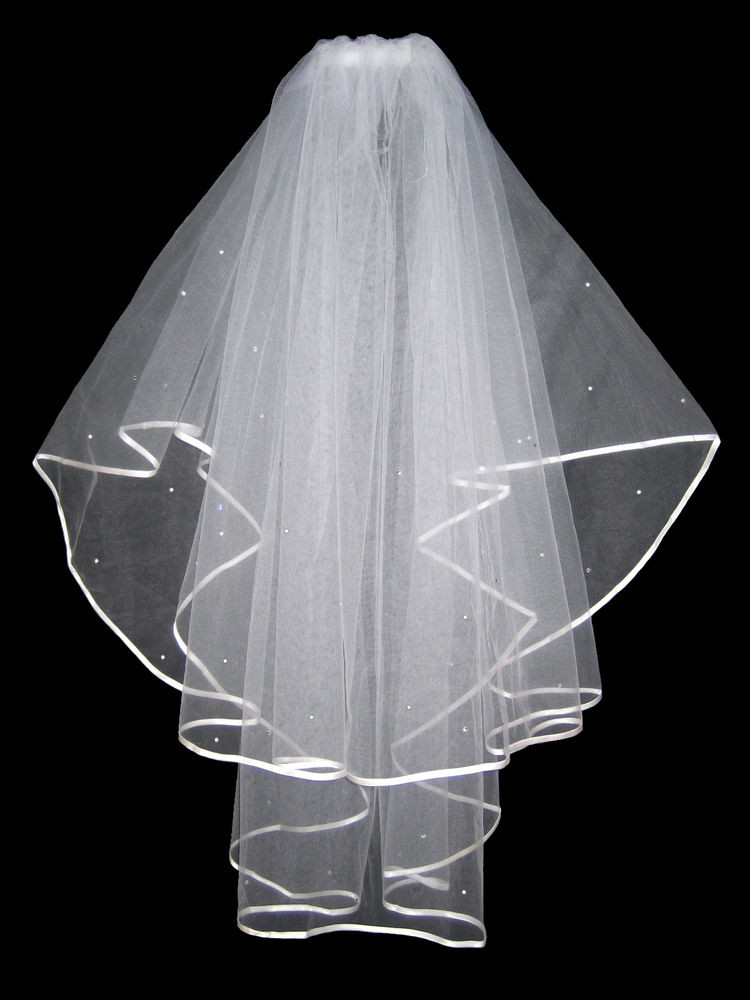 2 Tier Wedding Veil With Crystals
 2 TIER IVORY BRIDAL WEDDING VEIL WITH DIAMANTES CRYSTALS