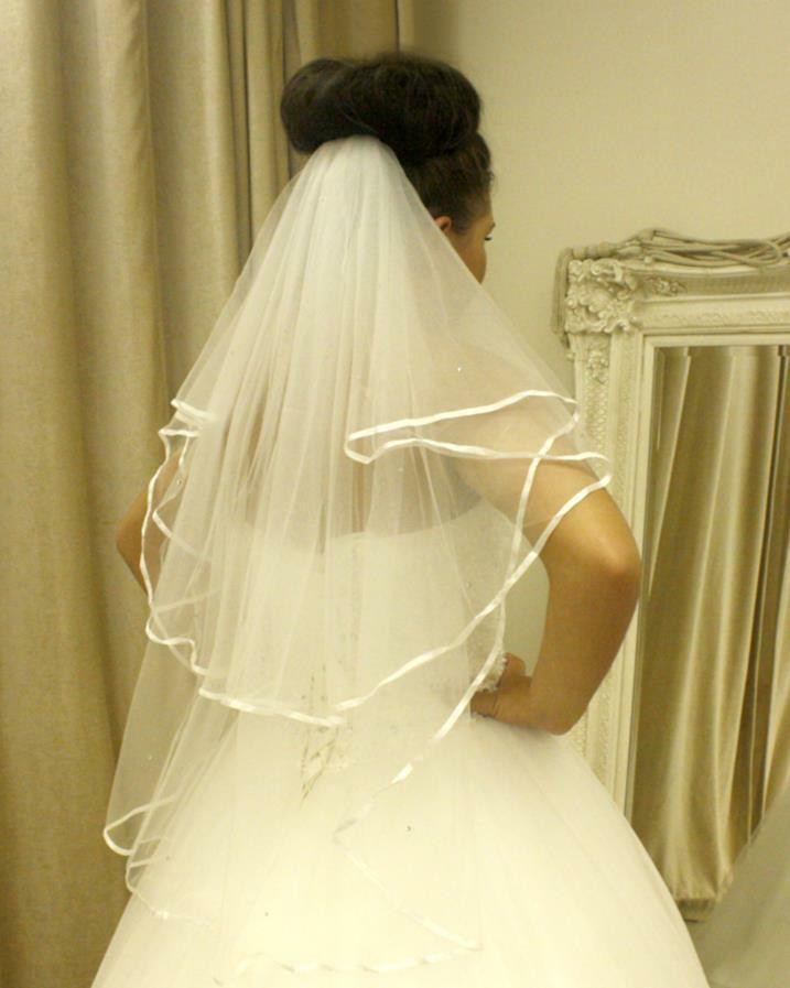 2 Tier Wedding Veil With Crystals
 Ivory Wedding Veil 2 Tier Swarovski Crystal Waist Length