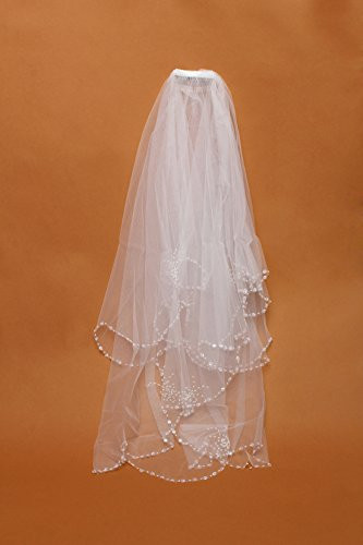 2 Tier Wedding Veil With Crystals
 Passat Ivory 2 Tier Short Rhinestone Wedding Veil Bridal