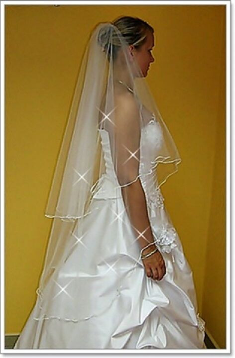 2 Tier Wedding Veil With Crystals
 2 Tier White Ivory Wedding Prom Bridal Veil With b 51