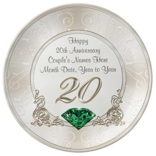 20 Anniversary Gift Ideas
 Gorgeous Personalized 20th Anniversary Gifts Plate