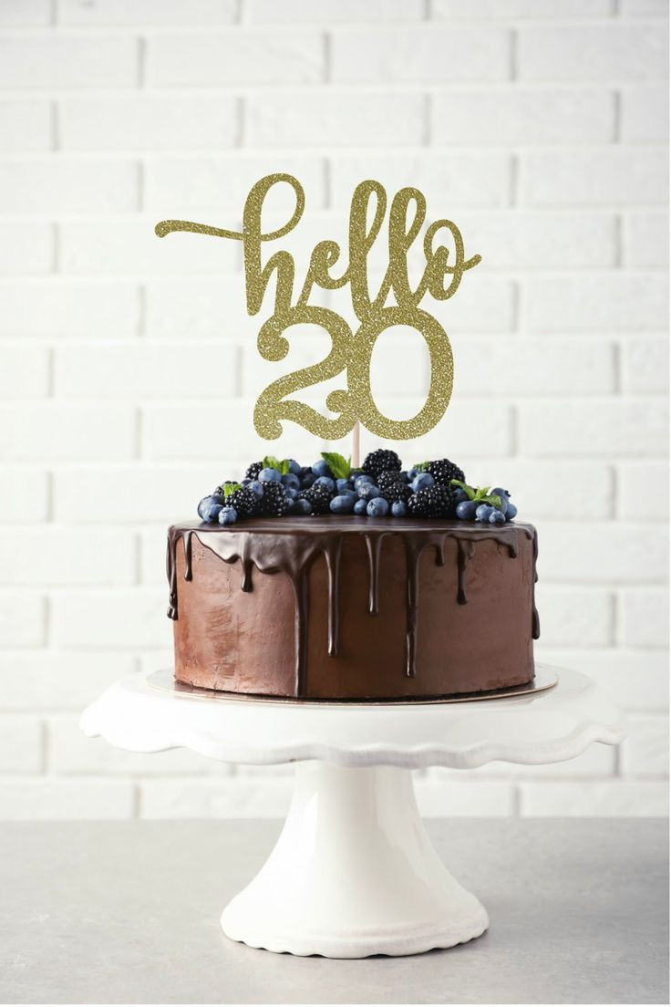 20 Birthday Cake
 Hello 20 Glitter Cake Topper Any Age Cake Topper 20th