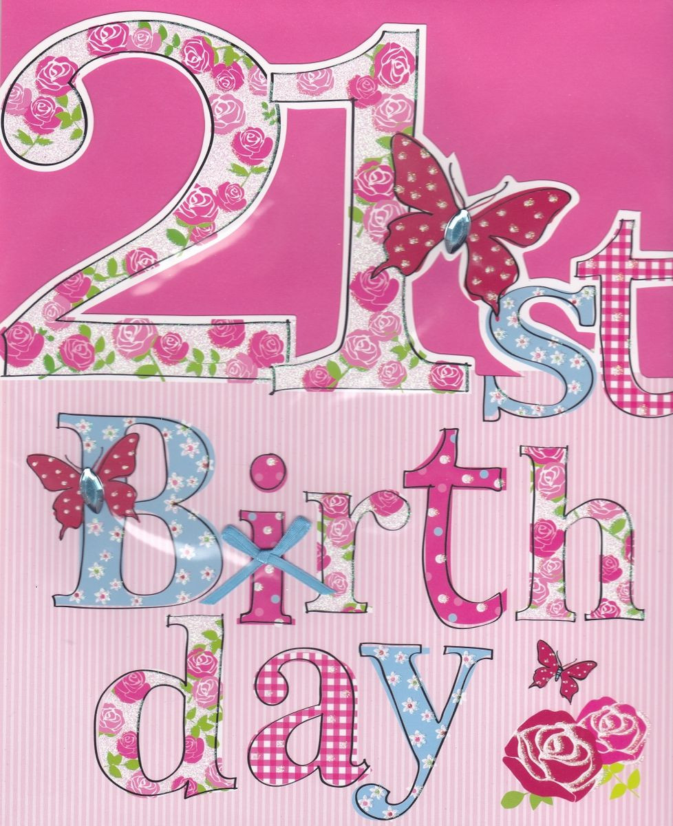 21 Birthday Cards
 Hand Finished Floral 21st Birthday Card Luxury