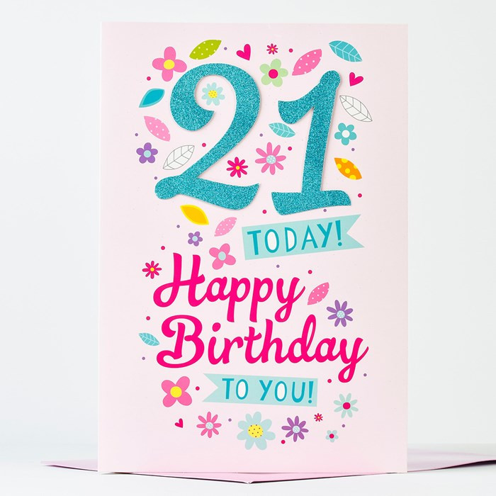 21 Birthday Cards
 Giant 21st Birthday Card Glittery 21