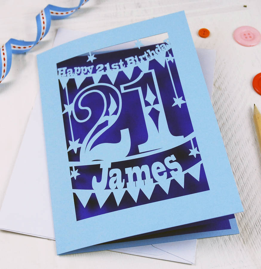 21 Birthday Cards
 personalised papercut 21st birthday card by pogofandango
