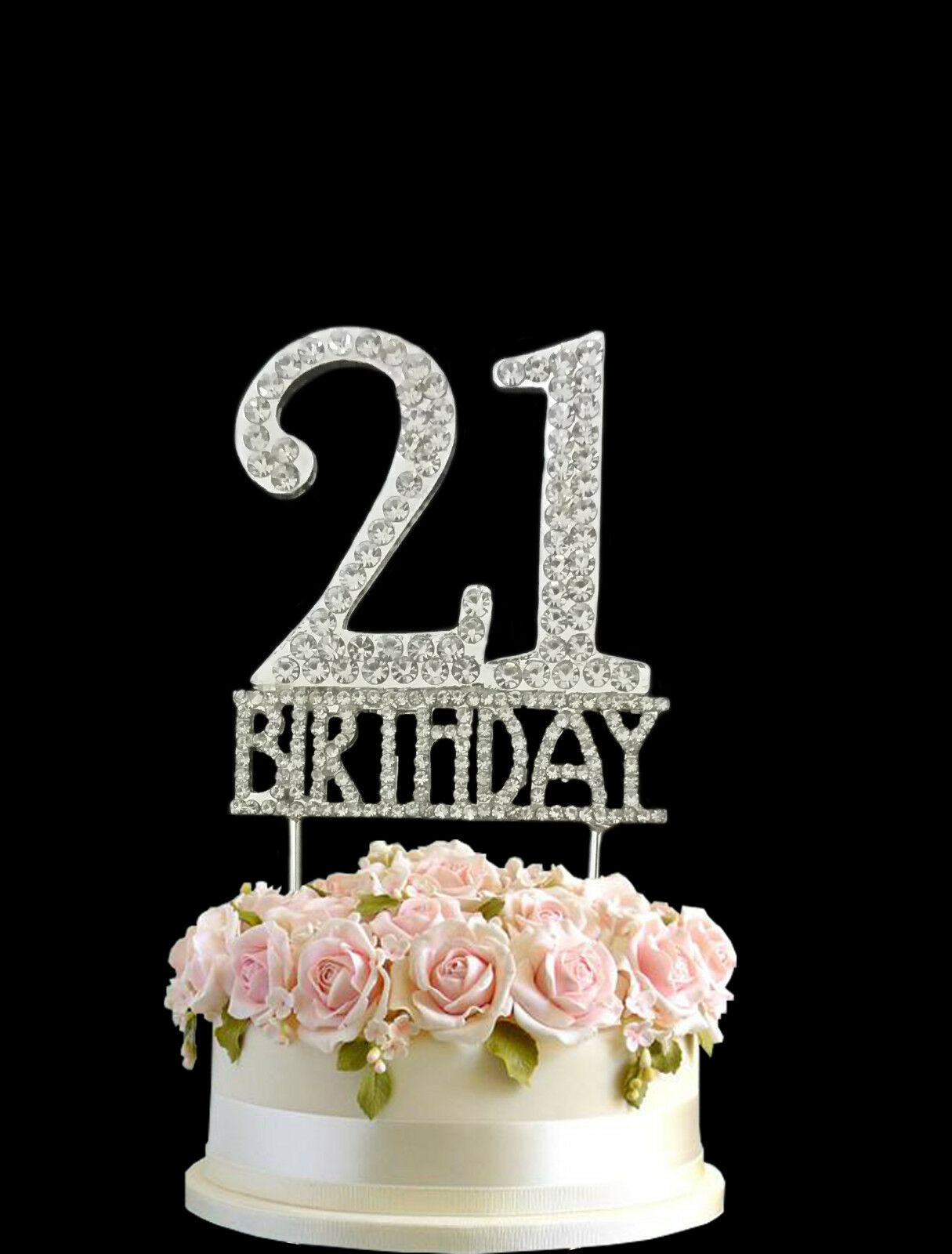 21st Birthday Cake
 Crystal Monogran Happy 21st Birthday Cake Topper