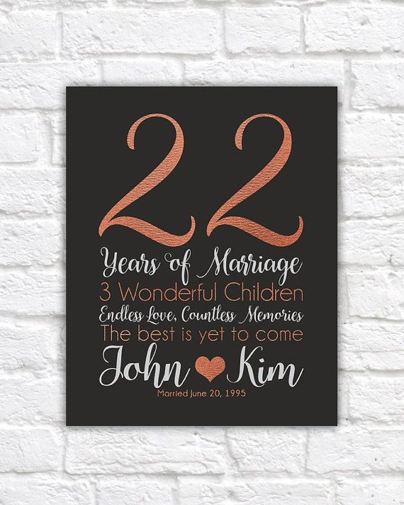 22 Year Anniversary Gift Ideas
 Personalized Anniversary Gifts 22 Years Copper