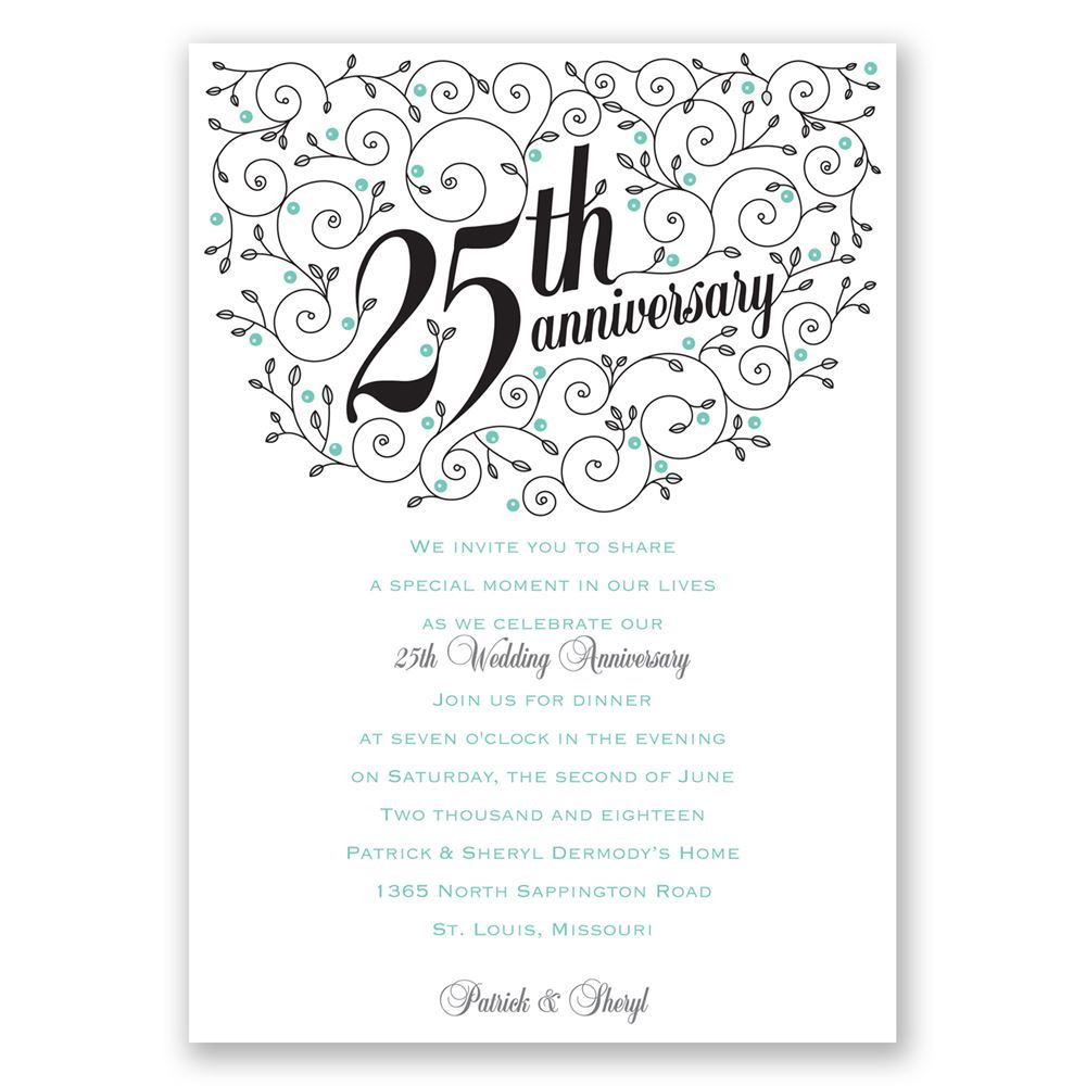 25th Birthday Invitation Wording
 Forever Filigree 25th Anniversary Invitation