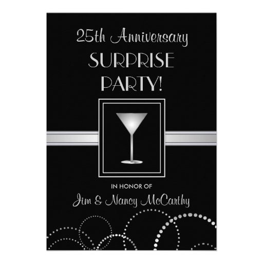 25th Birthday Invitation Wording
 25th Anniversary Surprise Party Custom Invitations 5" X 7