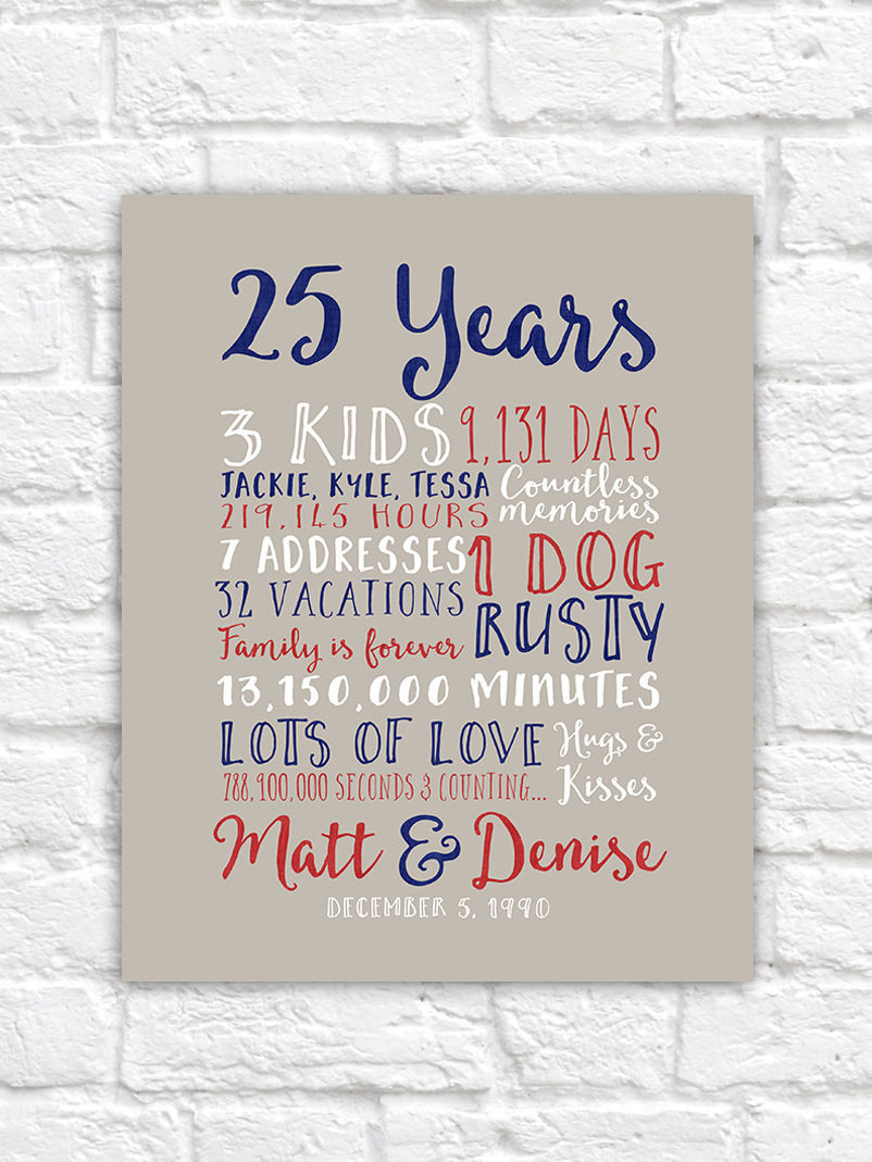 25Th Wedding Anniversary Gift Ideas For Husband
 25th Wedding Anniversary Gift Paper Canvas Twenty Fifth