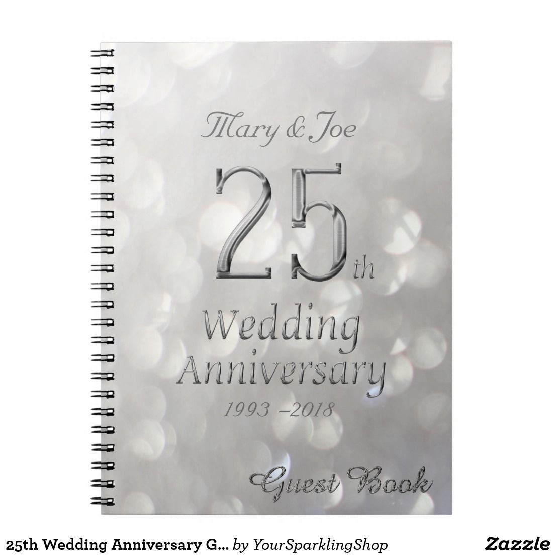 25th Wedding Anniversary Guest Book
 25th Wedding Anniversary Guest Book Silver Grey
