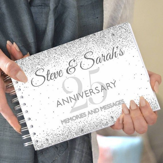 25th Wedding Anniversary Guest Book
 Personalised 25th Silver Wedding Anniversary Guest Book