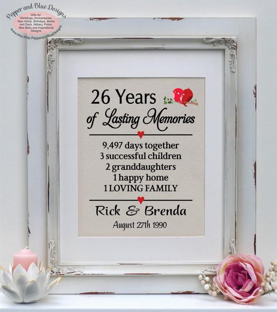 26Th Wedding Anniversary Gift Ideas
 26th wedding anniversary 26 years married by