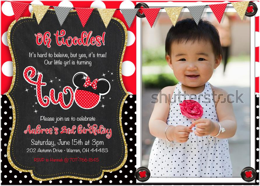2nd Birthday Invitations
 Minnie Mouse Pink Second Birthday Invitation Oh Twodles