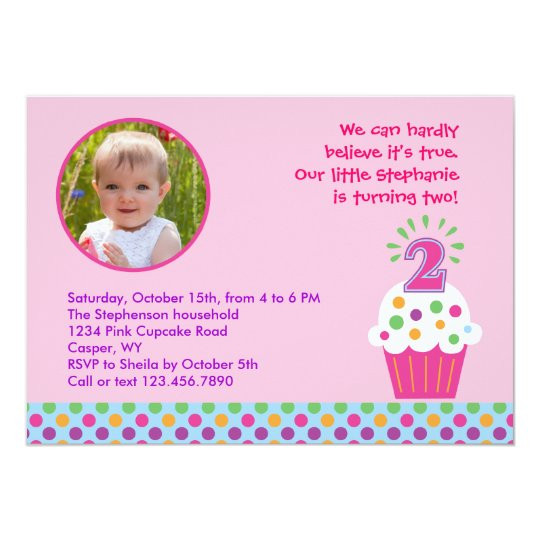 2nd Birthday Invitations
 Cupcake Second Birthday Party Invitation