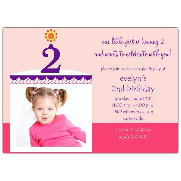 2nd Birthday Invitations
 Birthday Cake Girl Second Birthday Invitations