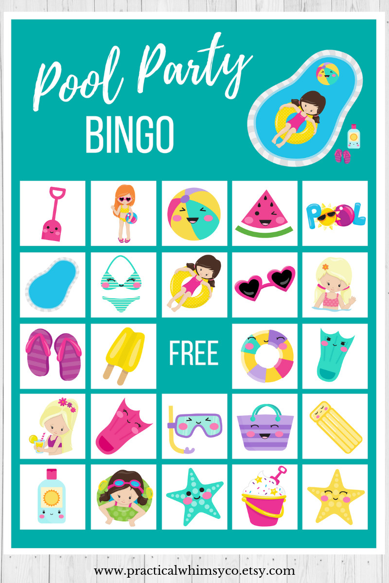 2nd Birthday Party Games
 Summer pool party printable BINGO cards for first birthday