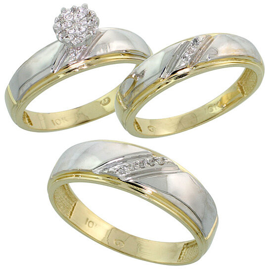 3 Piece Wedding Ring Sets For Him And Her
 Buy 10k Yellow Gold Diamond Trio Engagement Wedding Ring