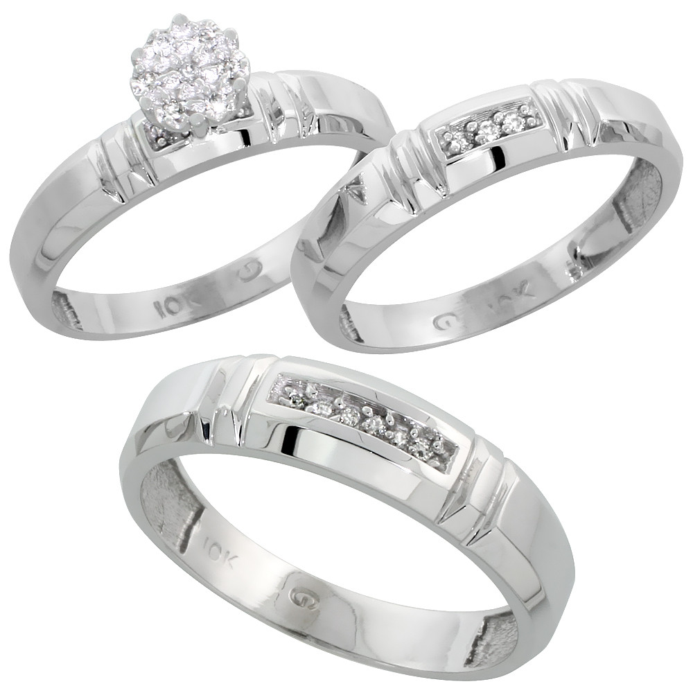 3 Piece Wedding Ring Sets For Him And Her
 Gabriella Gold 10k Gold Diamond Trio Engagement Wedding