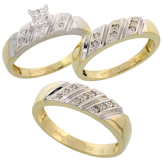 3 Piece Wedding Ring Sets For Him And Her
 Buy 10k Yellow Gold Trio Engagement Wedding Ring Set for