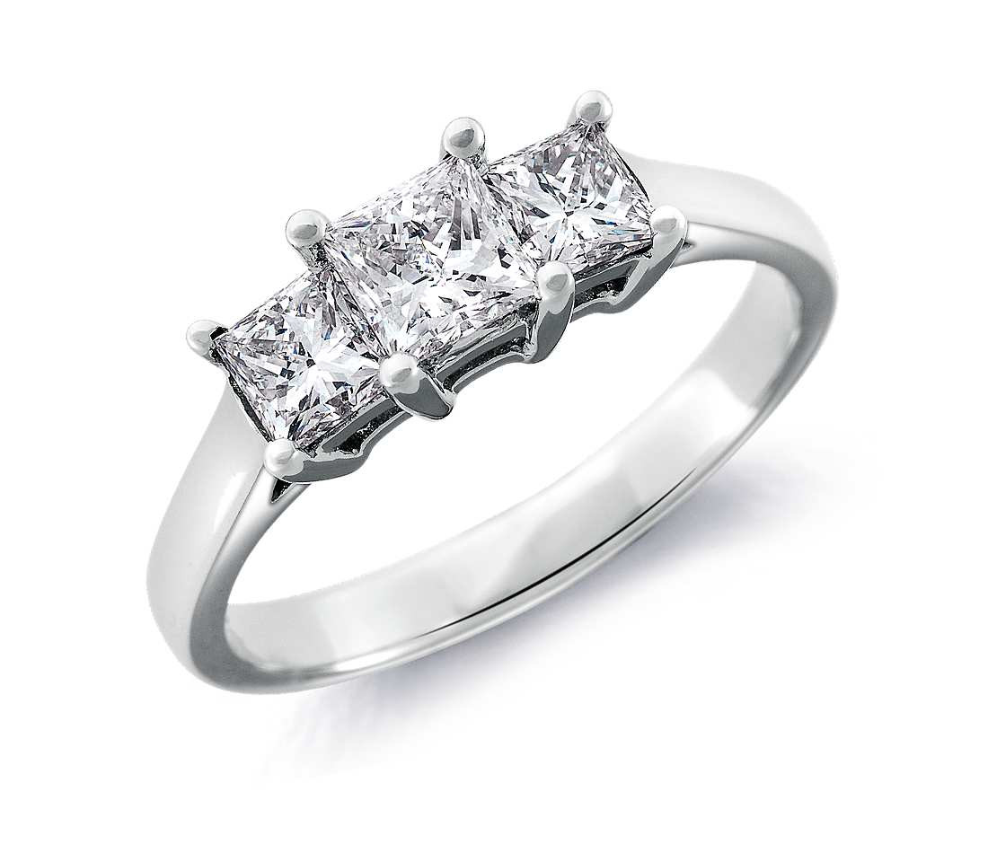 3 Stone Princess Cut Diamond Engagement Ring
 Three Stone Princess Cut Diamond Ring in 18k White Gold 1