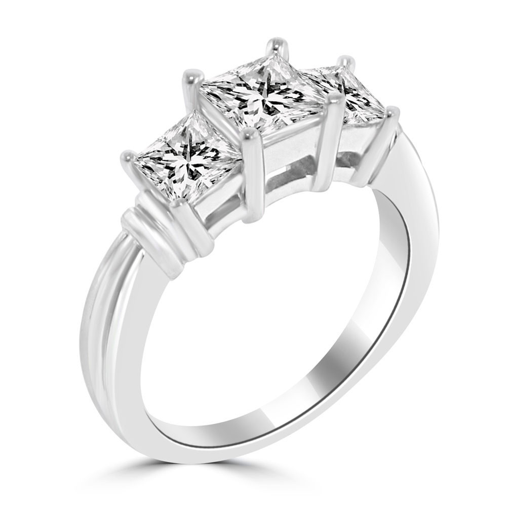 3 Stone Princess Cut Diamond Engagement Ring
 1 45 ct La s Three Stone Princess Cut Diamond Engagement