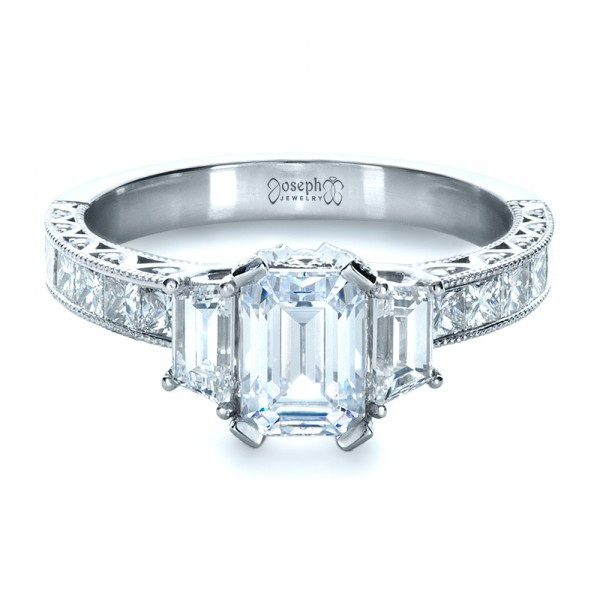3 Stone Princess Cut Diamond Engagement Ring
 Custom Three Stone and Princess Cut Diamond Engagement