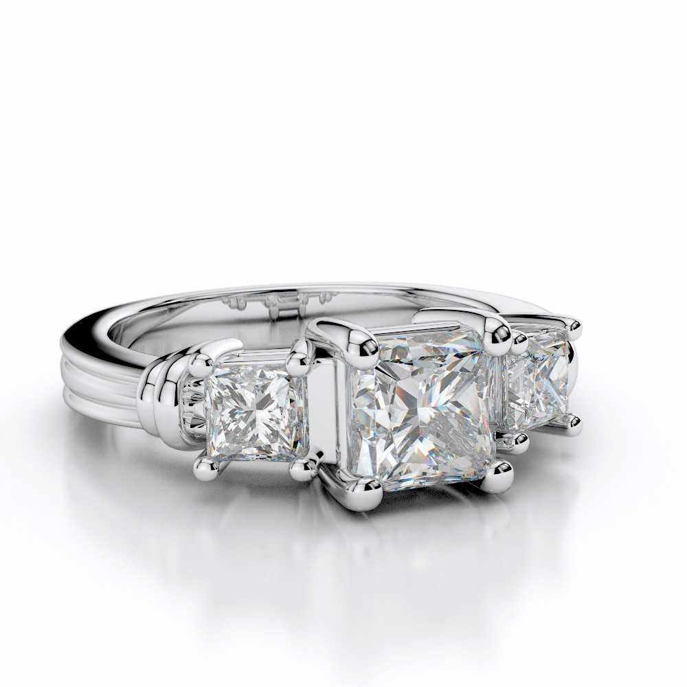 3 Stone Princess Cut Diamond Engagement Ring
 Princess Cut Three Stone Diamond Engagement Ring
