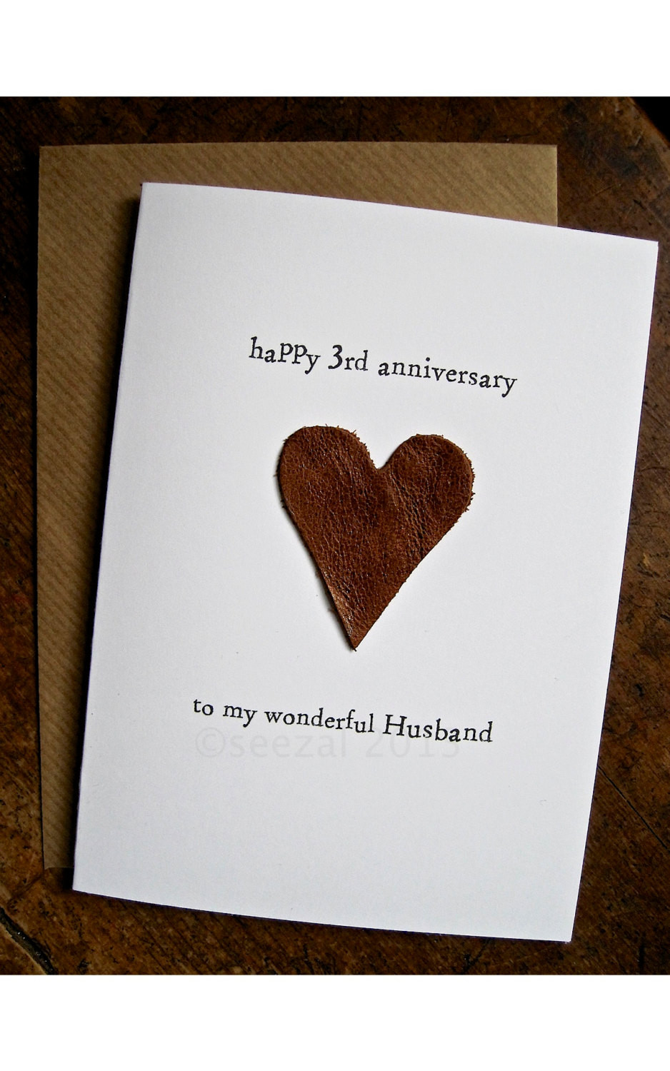 3 Year Anniversary Gift Ideas For Husband
 3rd Wedding Anniversary Card HUSBAND Traditional t LEATHER