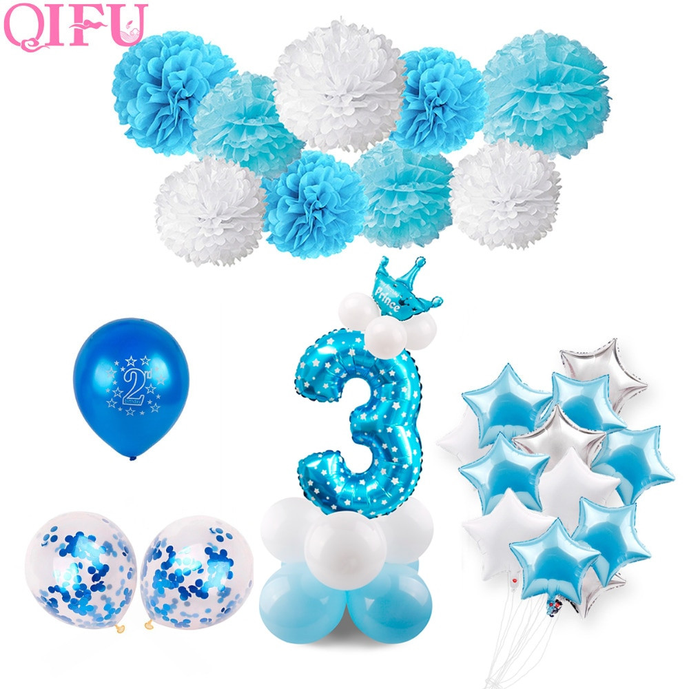 3 Year Old Boy Birthday Party Ideas
 Aliexpress Buy QIFU 3rd Birthday 3 Years Old Blue