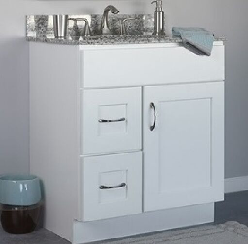 30 Bathroom Vanity With Drawers
 JSI Dover Bathroom Vanity Cabinet White Base ly 30" 1