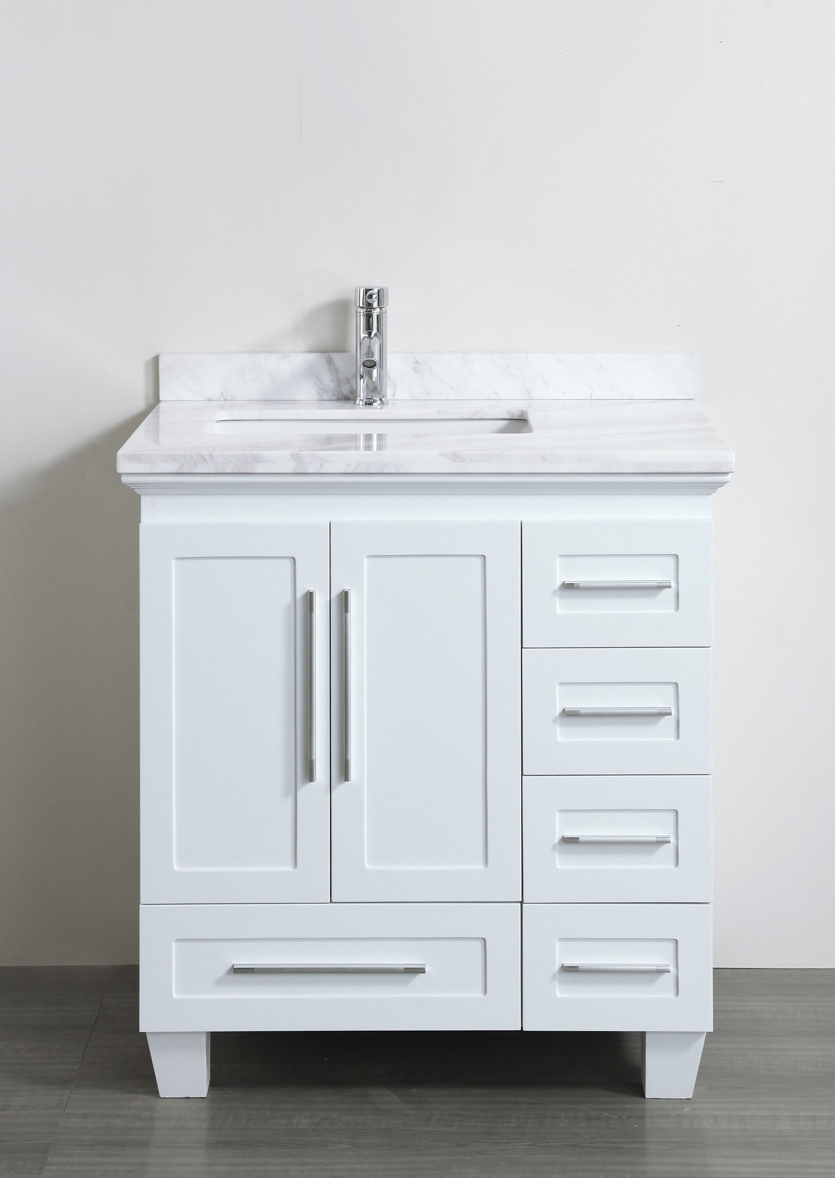 30 Bathroom Vanity With Drawers
 Accanto Contemporary 30 inch White Finish Bathroom Vanity