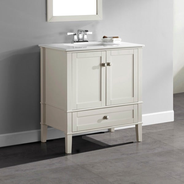 30 Bathroom Vanity With Drawers
 Shop WYNDENHALL Windham Soft White 2 door 30 inch Bath