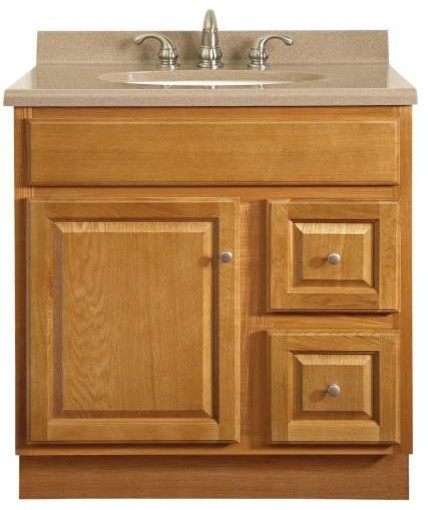 30 Bathroom Vanity With Drawers
 Vanity 1 Door 2 Drawer 30"x21" Oak Contemporary