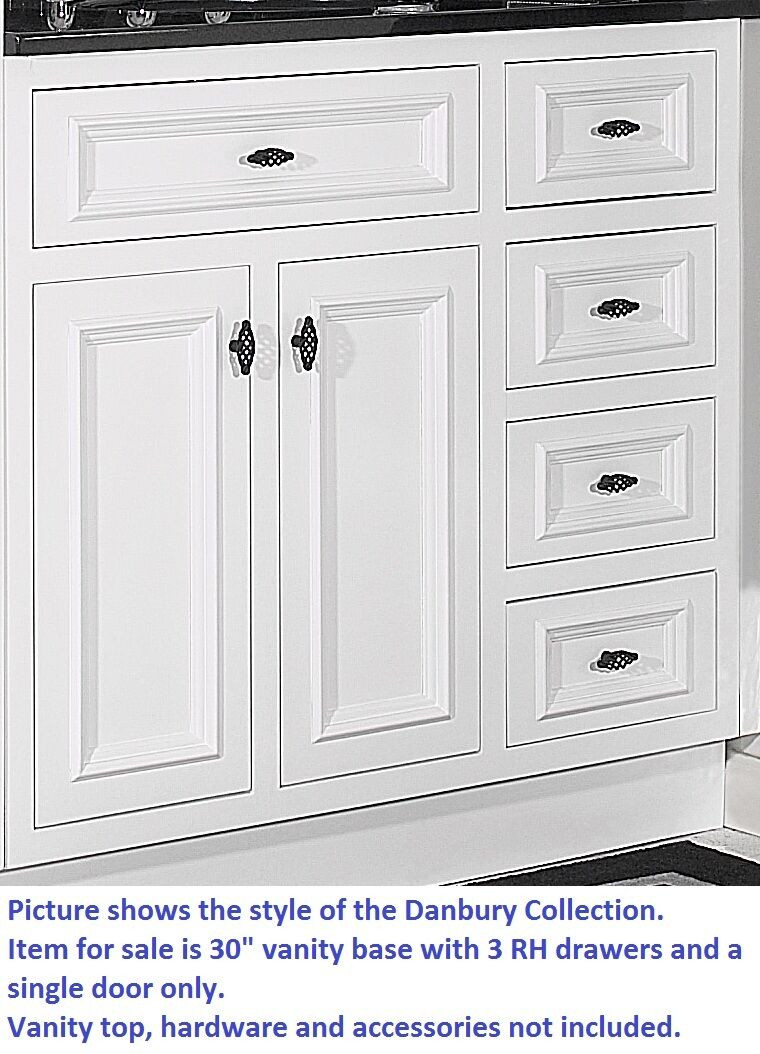 30 Bathroom Vanity With Drawers
 JSI DANBURY WHITE BATHROOM 30"W VANITY BASE SOLID WOOD