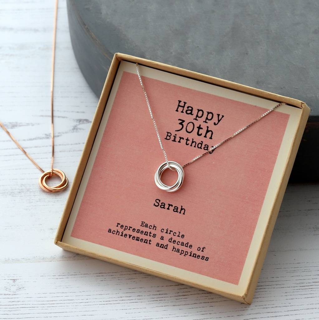 30th Birthday Gift Ideas For Sister
 sterling silver happy 30th birthday necklace by attic