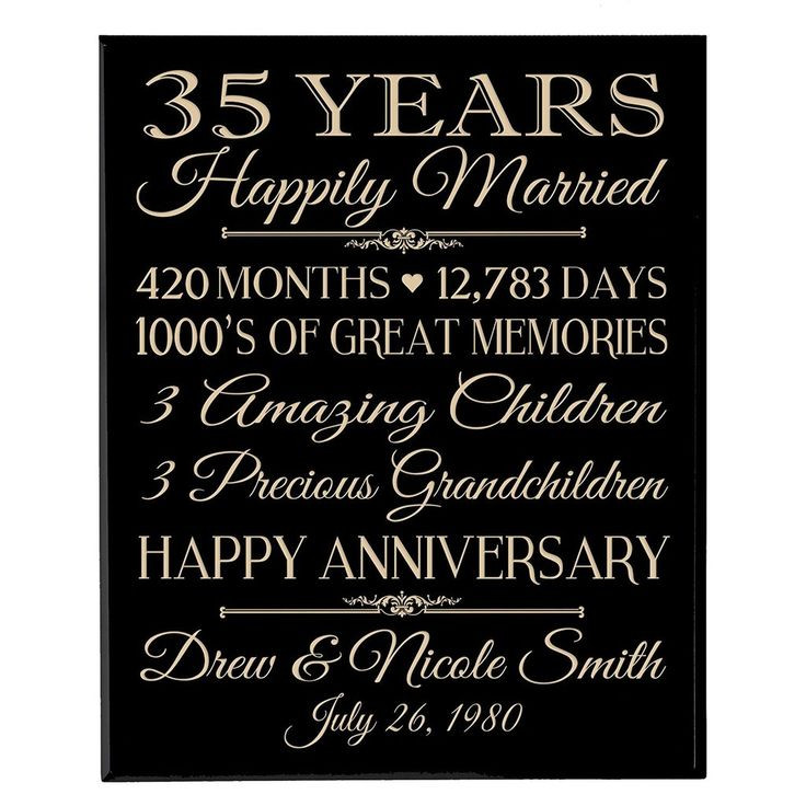 35 Year Anniversary Gift Ideas
 35th Wedding Anniversary Wall Plaque Personalized