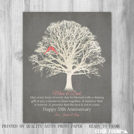 35 Year Anniversary Gift Ideas
 35th Anniversary Canvas or Print Gift for Parents Gift Mom