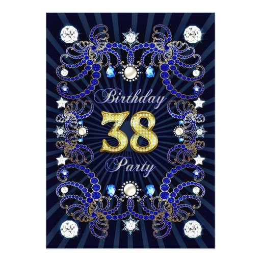 38Th Birthday Party Ideas For Her
 38th birthday party invite with masses of jewels
