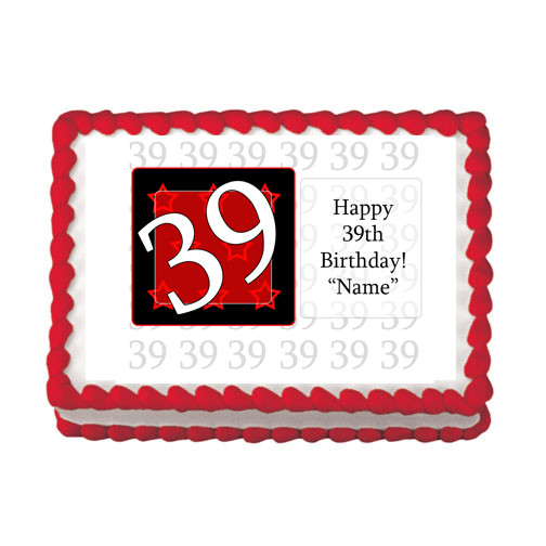 39Th Birthday Party Ideas
 39th birthday party supplies 39th birthday red edible image
