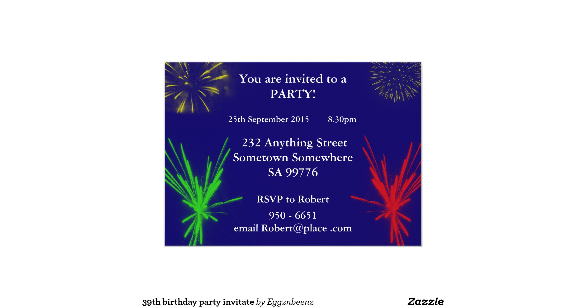 39Th Birthday Party Ideas
 39th birthday party invitate 5" x 7" invitation card