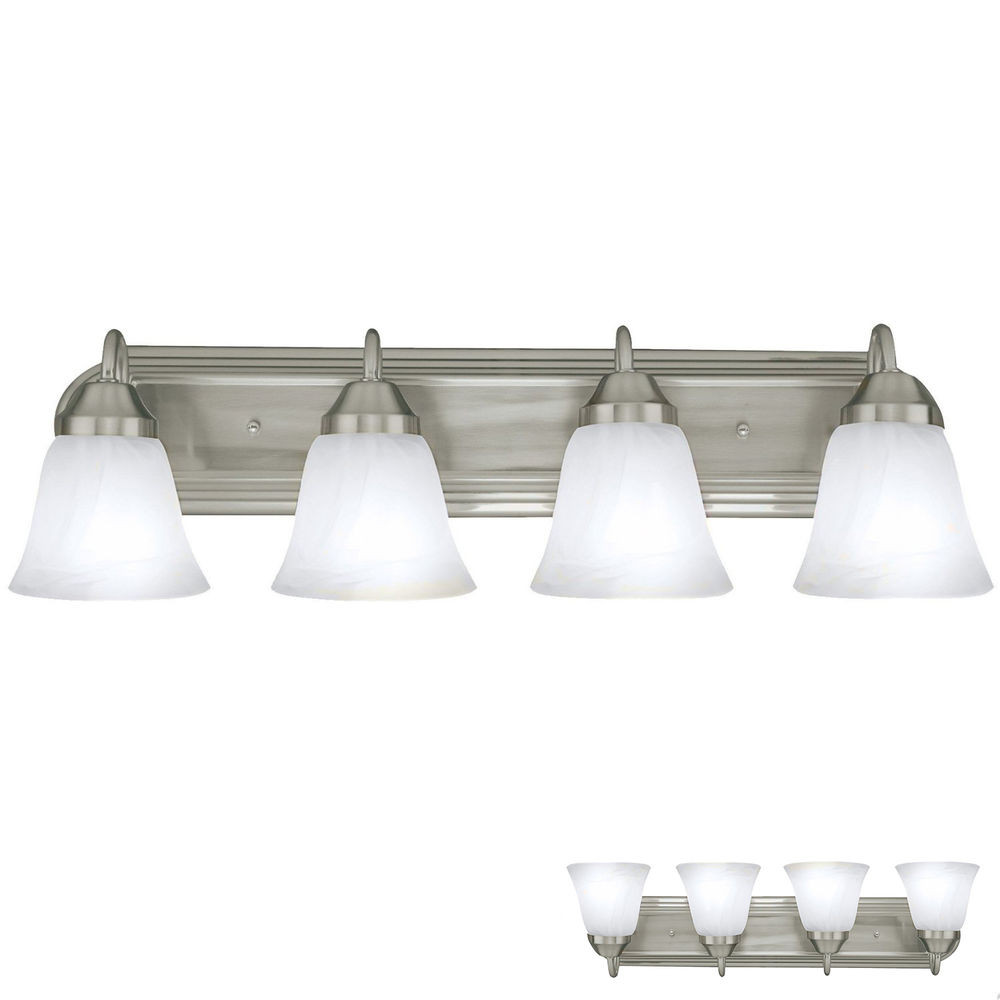 4 Light Bathroom Fixture
 Brushed Nickel Four Globe Bathroom Vanity Light Bar Bath