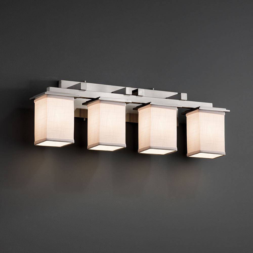 4 Light Bathroom Fixture
 Justice Design FAB 8674 Montana Textile 4 Light Bathroom